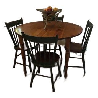 Vintage Hand Painted 5 Piece Pine Dining Set For Sale
