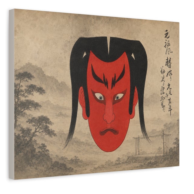 Atelier Aria Lumae Traditional Japanese Kabuki Theater Face Masks Fine Art Gallery Board Five Piece Set For Sale - Image 10 of 18