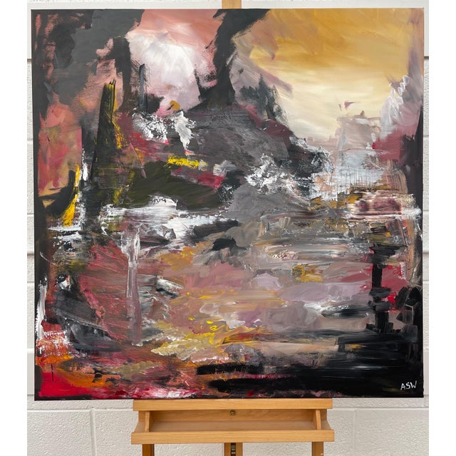 Black Yellow & Red Abstract Expressionist Art by Contemporary British Artist 2022 For Sale - Image 12 of 18