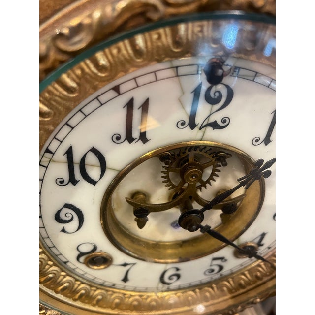 Early 19th Century Early 19th Century Figural Bronze and Gilt Statue by Pierre Louise Deltrier Clock by Ansonia New Haven For Sale - Image 5 of 12