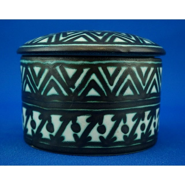 Ceramic Futurist Lead Glazed Majolica Ceramic Box by Fama Ascoli Piceno, Italy, 1930s For Sale - Image 7 of 18