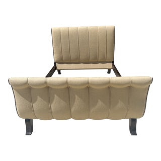 Designer Linen Sleigh Bed - Set of 4 For Sale
