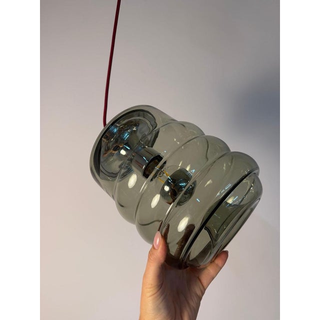 Hanging Lamp in Smoked Glass and Chrome from Peill & Putzler For Sale - Image 6 of 11