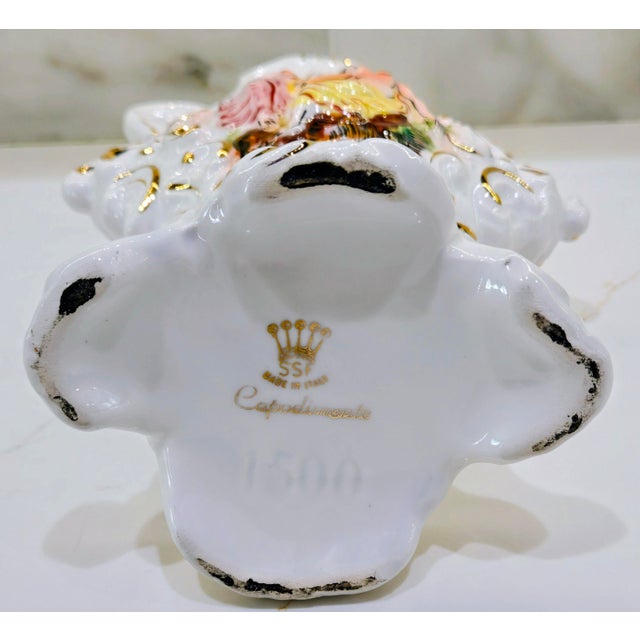 Mid-Century Italian Capodimonte Figural Porcelain Urn Vase With Gold Gilt For Sale - Image 11 of 12