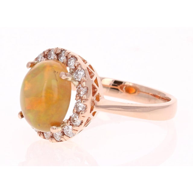 Contemporary 2.86 Carat Opal Diamond 14 Karat Rose Gold Cocktail Ring, Size 7 For Sale - Image 3 of 5
