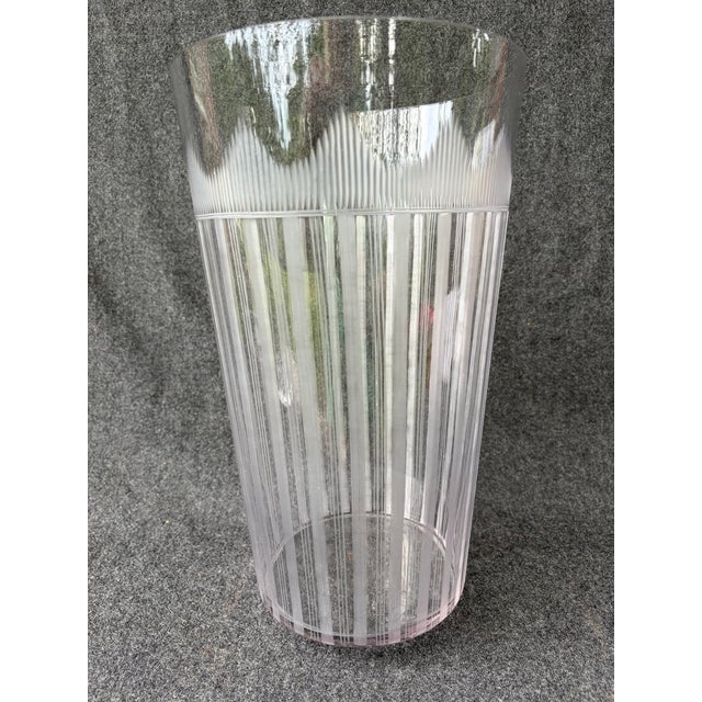 Transparent Large Vintage Clear Ethed Crystal Vase For Sale - Image 8 of 18