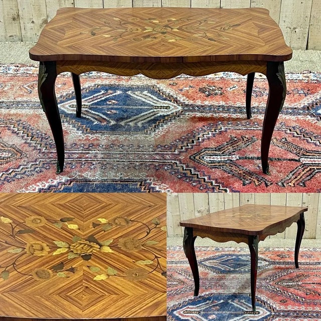 Louis XV style rosewood coffee table from the 1970s - L=78cm, W=49cm, H=44cm.