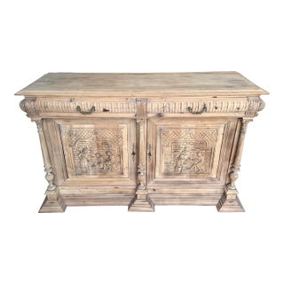 19th Century French Louis XIII Style Solid Walnut Bleached Sideboard / Buffet. For Sale