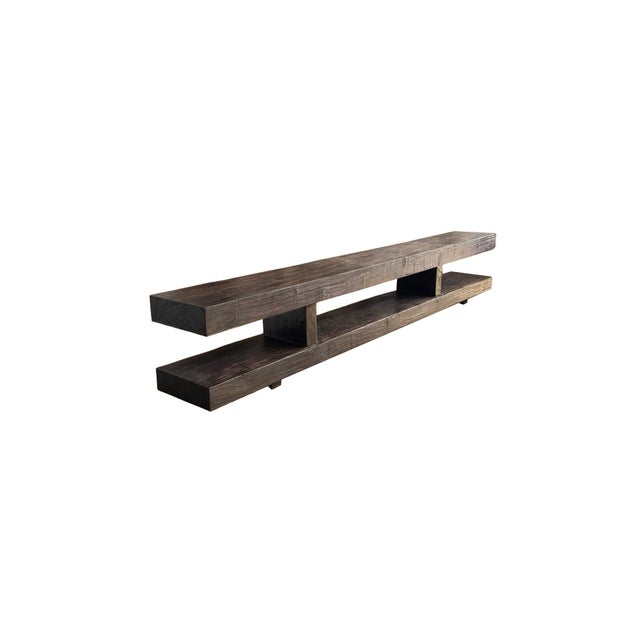 Brown Sculptural Teak Wood Long Bench Stunning Wood Textures, Modern Organic For Sale - Image 8 of 11
