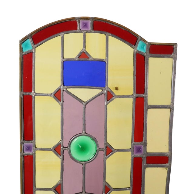 Large Colorful Stained-Glass with Medallion For Sale - Image 18 of 18