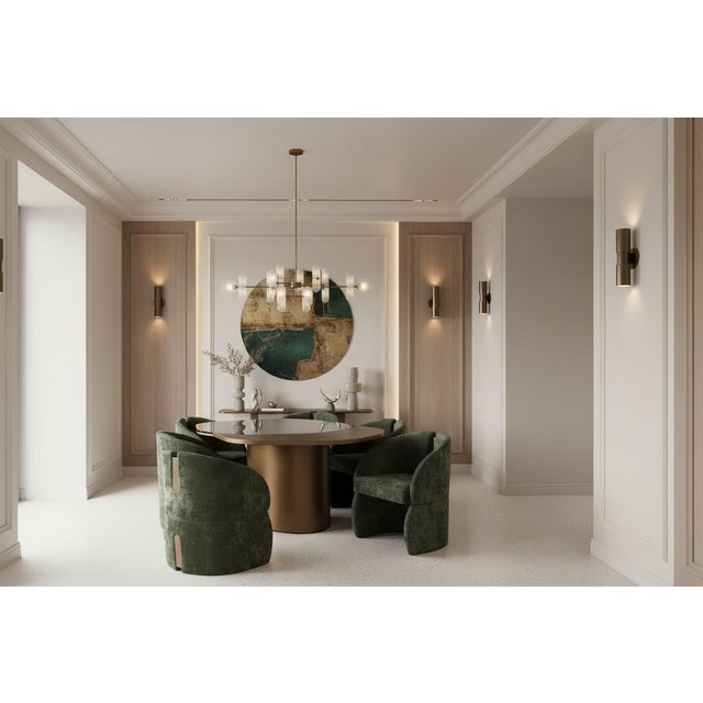 2020s Modern 66 Inch Irregular Kaylee Dining Table Set with 6 Green Chairs For Sale - Image 5 of 7