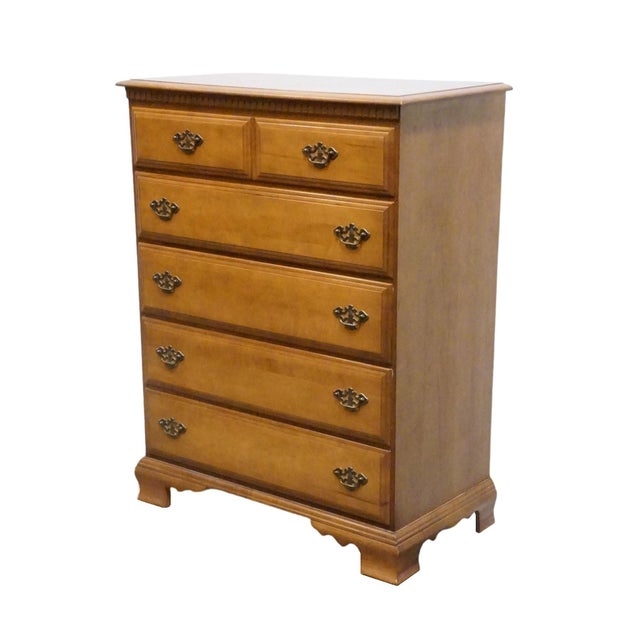 BASSETT FURNITURE Solid Hard Rock Maple Colonial Early American 36" Chest of Drawers 229-01-251 47" High 36" Wide 19.5"...