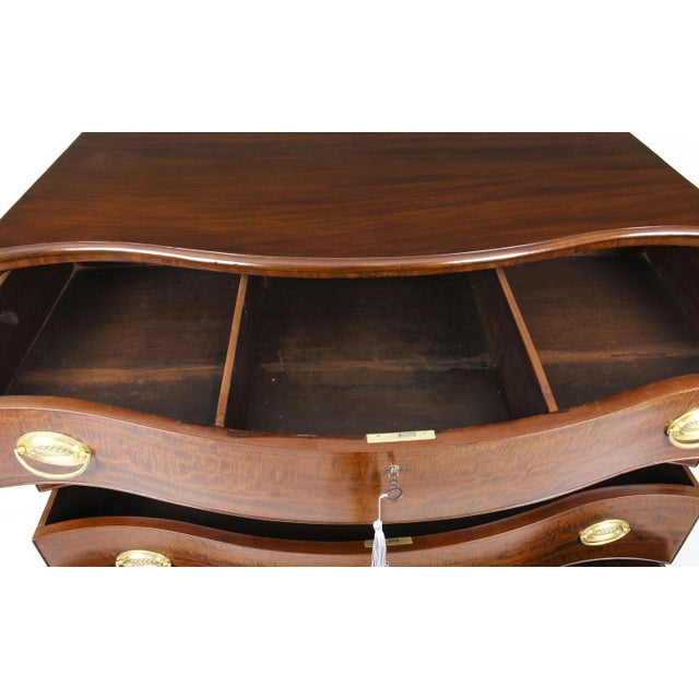 Antique George III Serpentine Flame Mahogany Chest Drawers, 18th Century For Sale - Image 10 of 15