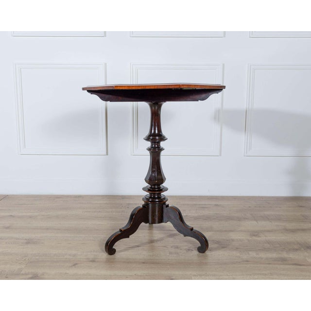 Empire Octagonal Sail Table in Walnut with Precious Wood Veneer, Milan, Early 19 For Sale - Image 4 of 8