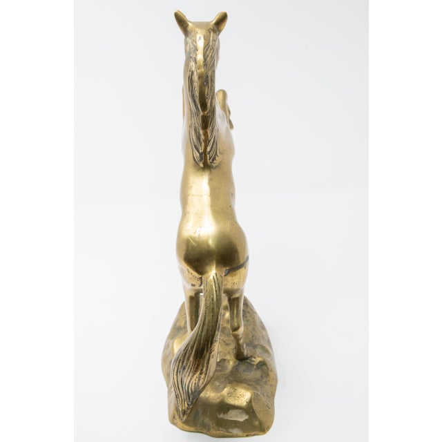 Solid Brass Raring Horse Figure For Sale - Image 11 of 13