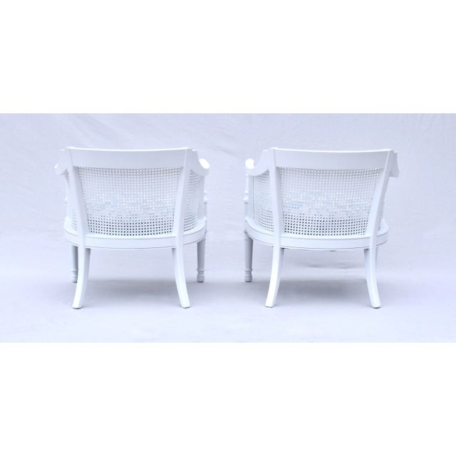 Blue & White Painted Cane Barrel Chairs Chairish