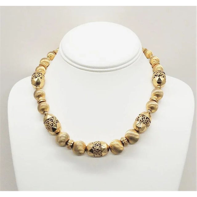 Vintage 1960s Signed Monet Goldtone Chunky Beaded Necklace