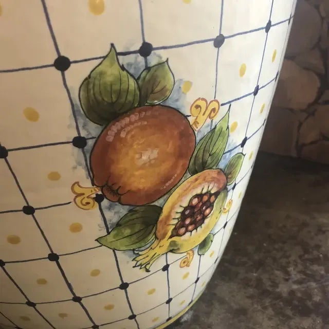 1990s Vintage Italian Hand-Painted Ceramic Vase For Sale - Image 9 of 11