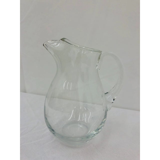 Glass Vintage Glass Pitcher Vase For Sale - Image 7 of 7