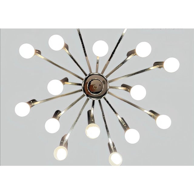 Large Mid-Century Space Age Italian Modern Tubular Chrome Chandelier in Style of Gaetano Sciolari , 1960s For Sale - Image 10 of 16