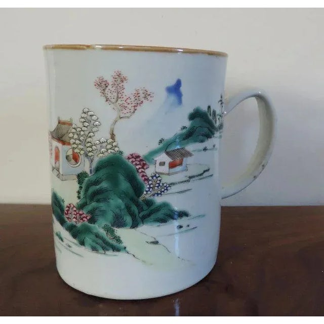 18th Century Chinese Porcelain Famille Rose Palette Tankard Mug For Sale - Image 10 of 11