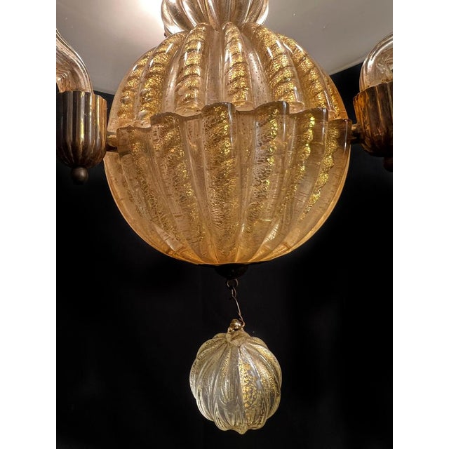 Italian Chandelier with Gold Inclusion by Barovier & Toso, 1940s For Sale - Image 10 of 16