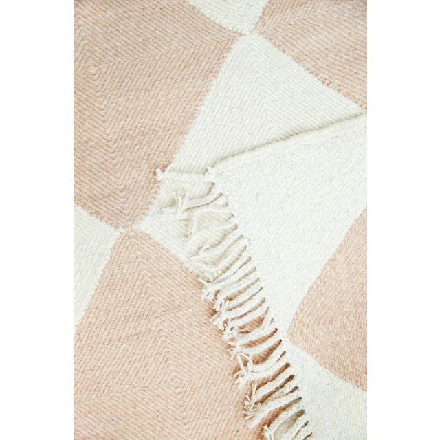 Textile Champagne Blush and Natural White Diamond Checker Zanafi Moroccan Wool Rug - 6x9' For Sale - Image 7 of 13