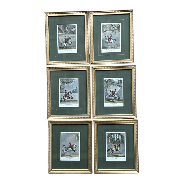 Vintage Equestrian Engravings in Gilt Frames - Set of 6 For Sale