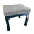 Hollywood Regency 1970s Vintage Navy Stool/Ottoman With Fretwork Detail and Custom Tillett Fabric For Sale - Image 3 of 3