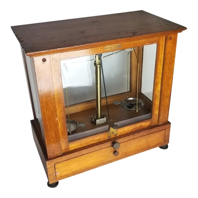 Mid-Century Wooden Apothecary Scale, Chemical Balance For Sale