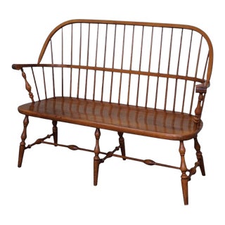 Ethan Allen Solid Maple Windsor Back Bench For Sale