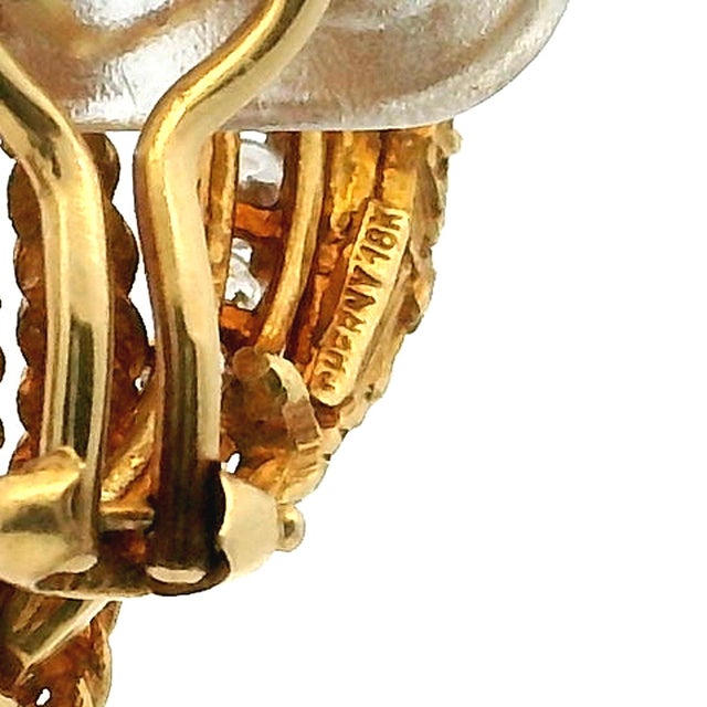 Ruby Red Vintage Cherny Diamond and Ruby 18k Gold Sculptural Earrings, A Pair For Sale - Image 8 of 14