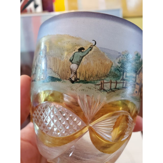 Late 19th Century Antique Bohemian Glass Moser Multi Color Goblet For Sale - Image 5 of 11