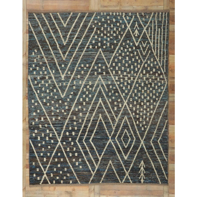Vintage Modern Desert Nightfall Moroccan Rug - 08'02 X 10'02. For Sale - Image 10 of 11