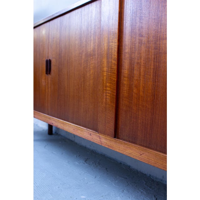 Mid-Century Danish Sideboard with Rolling Doors Teak by Ejnar Larsen & Aksel Bender for Næstved Furniture Factory, 1960s For Sale - Image 15 of 18