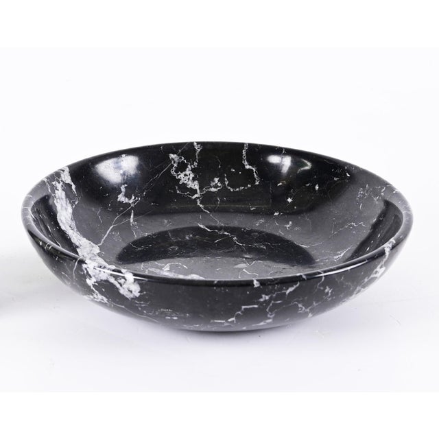 1950s Mid-Century Italian Black Marble with White Grains Round Bowl, 1950s For Sale - Image 5 of 18
