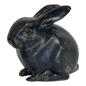 Vintage Bronzed Metal Crouching Bunny Rabbit Figure