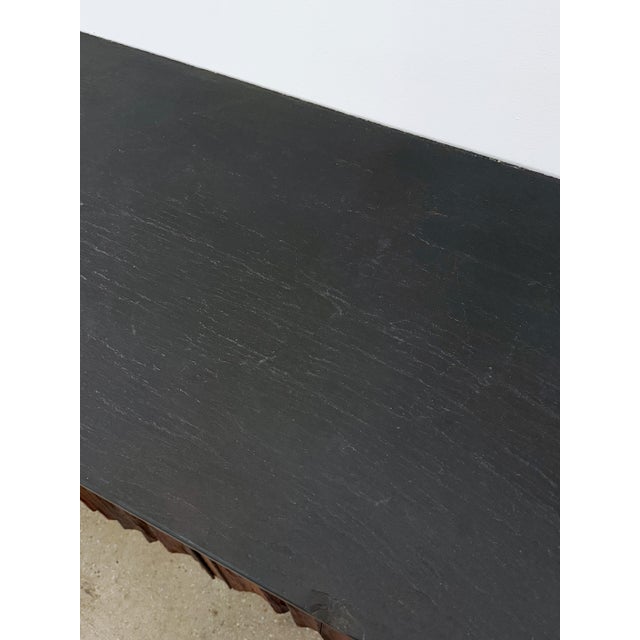 Gino Russo Carved Wood & Slate Floating Credenza For Sale - Image 10 of 12
