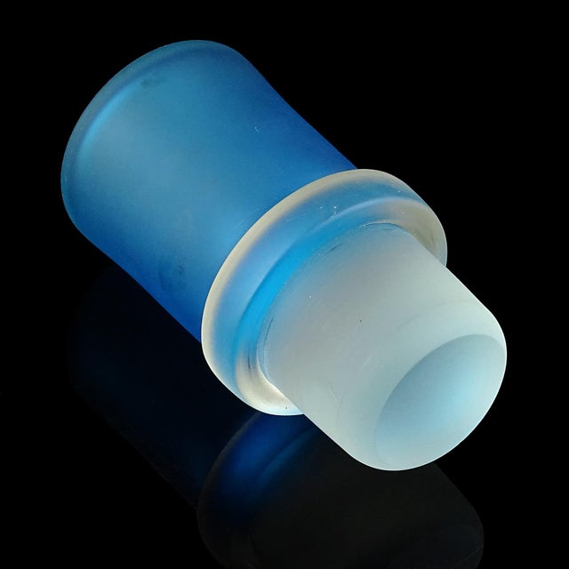 Murano Vintage Murano Ermanno Toso Satin Surface Blue Murrine Canes Italian Art Glass Decorative Decanter For Sale - Image 4 of 6