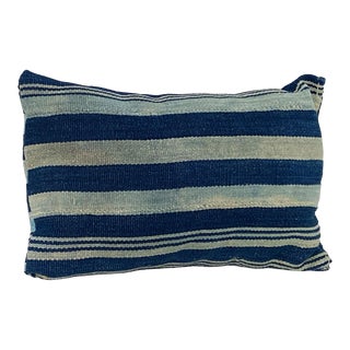 Vintage Cotton African Indigo Small Neck Pillow Mossi People Burkina Faso For Sale