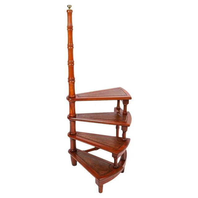 Vintage Spiral Library Steps in Mahogany, 20th Century For Sale - Image 13 of 13