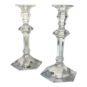 Val St Lambert Crystal Candlesticks, Consulat Bonapart Pattern, Pair
