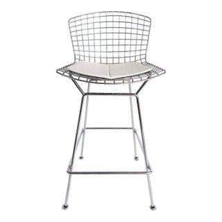 Harry Bertoia Knoll Wire Bar Stool With Leather Seat Pad For Sale