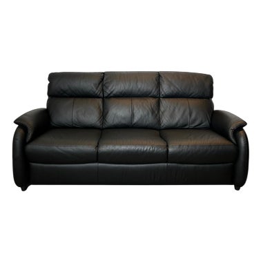 Black Leather 2-Seater and 3-Seater Sofas from Calia Italia, Set of 2 For Sale