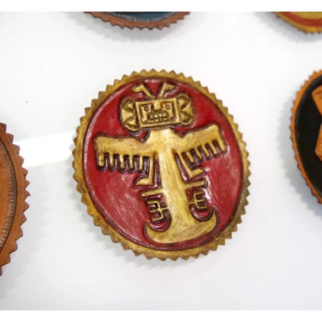 Peruvian Leather Plaques, 1950s, Set of 8 For Sale - Image 6 of 11