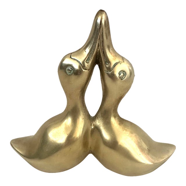 Vintage Kissing Brass Ducks For Sale