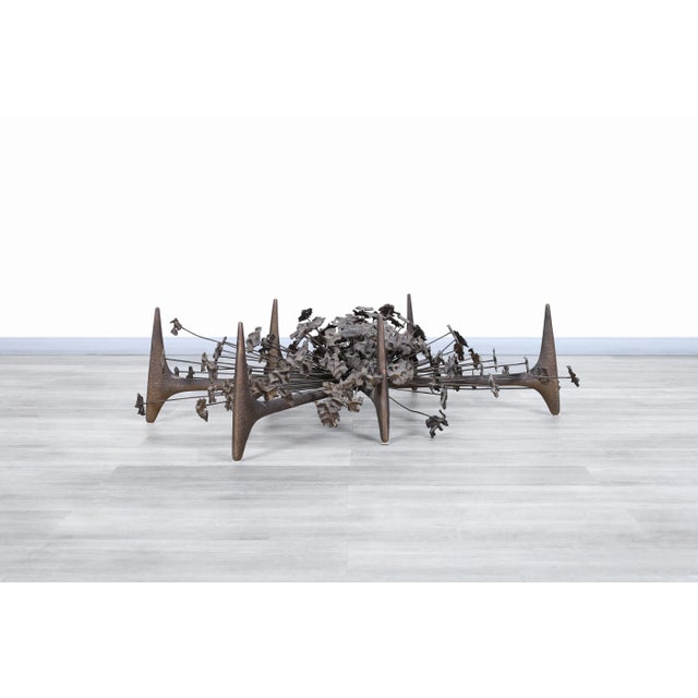Metal Vintage Sculptural "Starburst" Bronze Coffee Table by Daniel Gluck For Sale - Image 7 of 13