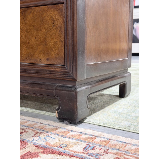 Brown Vintage Drexel Heritage Ta Ming Burlwood Chinoiserie Dresser For Sale - Image 8 of 10