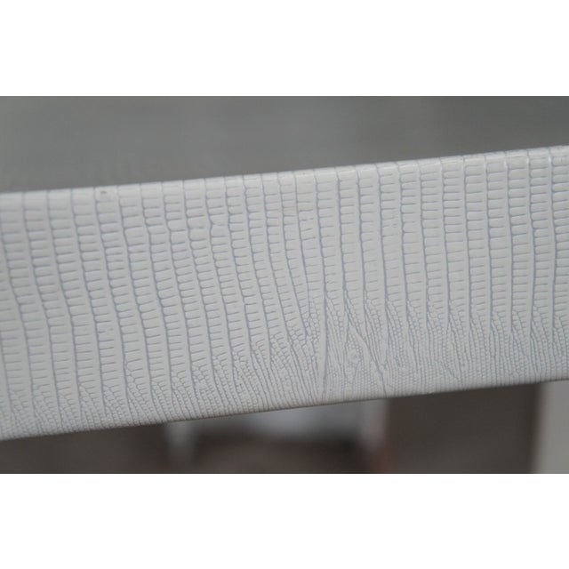 Wood 6 Karl Springer 1986 JMF Lizard Print Leather Dining Chairs Minimalis Modern MCM For Sale - Image 7 of 16