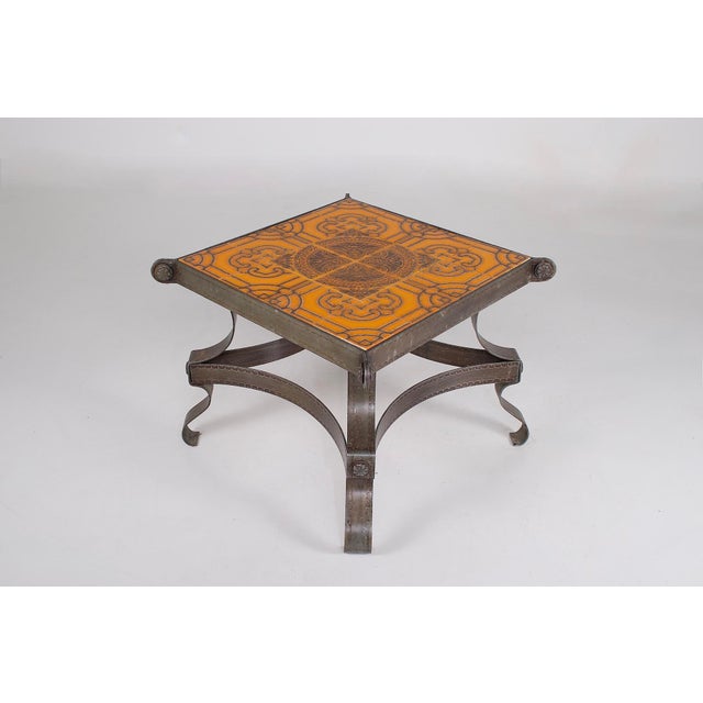 Red Ceramic and Wrought Iron Coffee Table, France, 1960s For Sale - Image 8 of 8